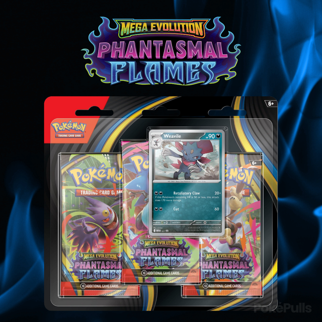 Pokemon TCG: ME2 Phantasmal Flames - 3-Pack Blister - Weavile
