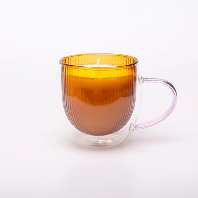 Double Walled Coffee Cup Candle : Amber