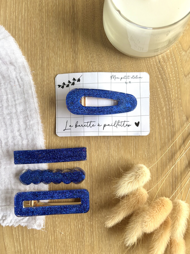 La barette à paillettes - Bleu électrique