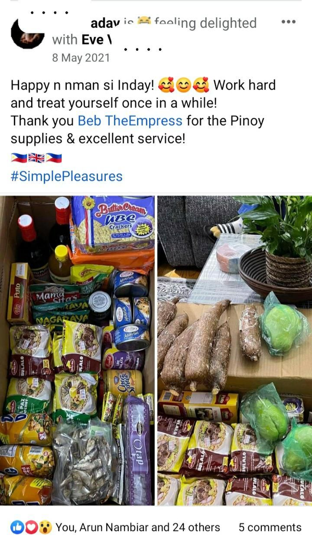 From Customer Inday( Channel Islands)