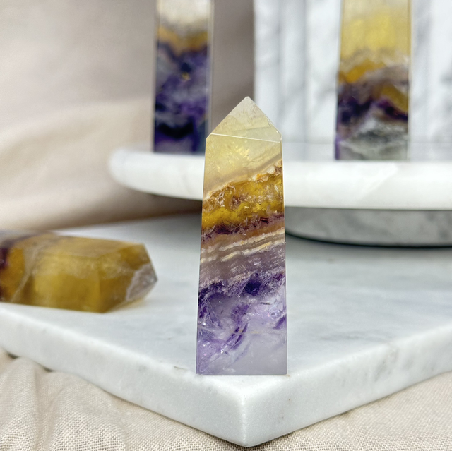 Yellow + Purple Fluorite Tower (High Quality) #3