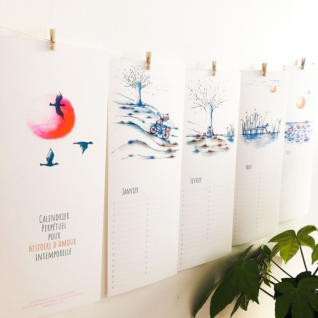 Calendrier perpétuel pour histoire d'amour intemporelle