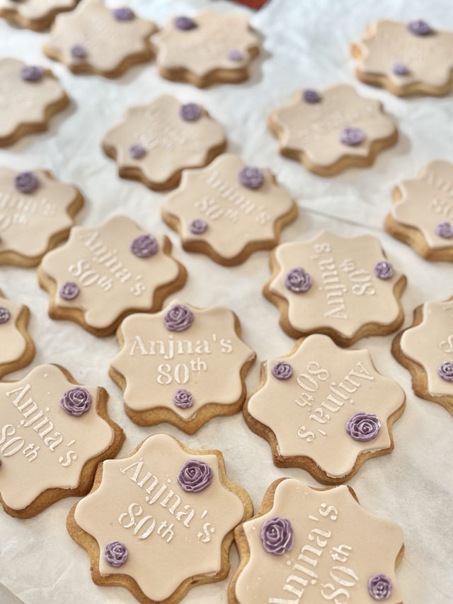 Personalised Floral Birthday cookies Biscuits x 6 