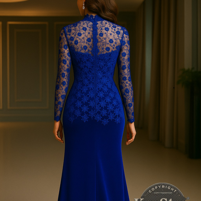 Elegant Evening Gown Long Party Dress with Velvet and Lace for Special Occasions