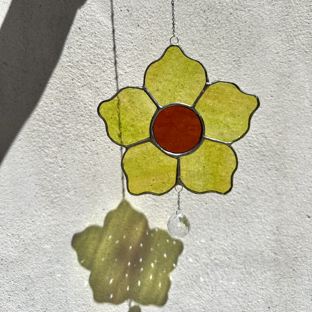 Fleur Lumi (jaune/verte et marron)