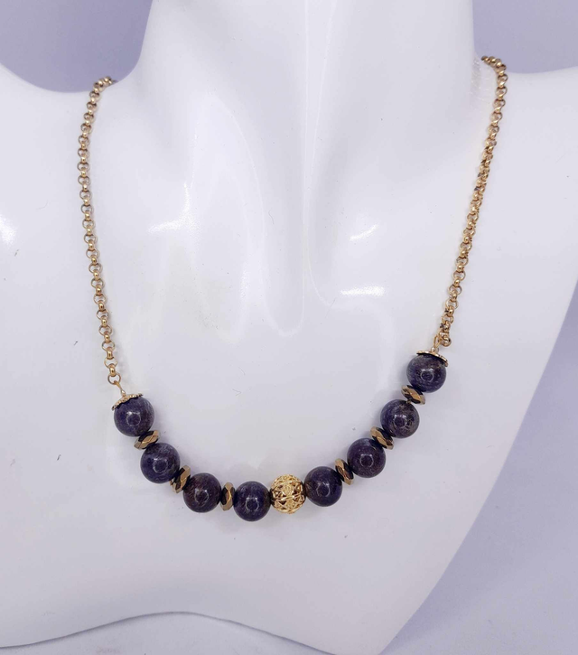 Collier bronzite et acier or inoxydable