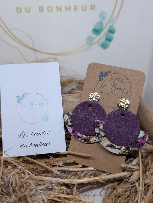 Boucles d'oreilles Dona violet fleurie do110