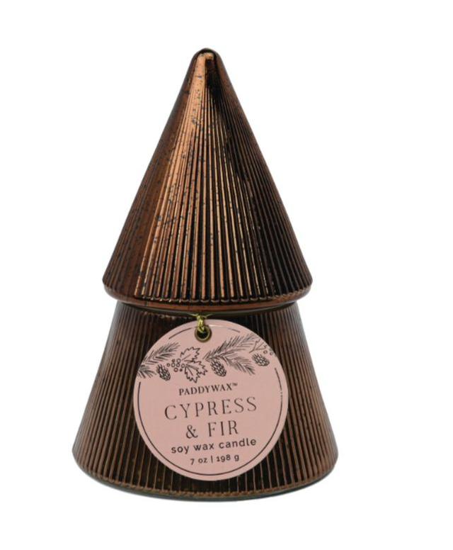 Paddywax Cypress &amp; Fir Copper Stacked Tree Candle