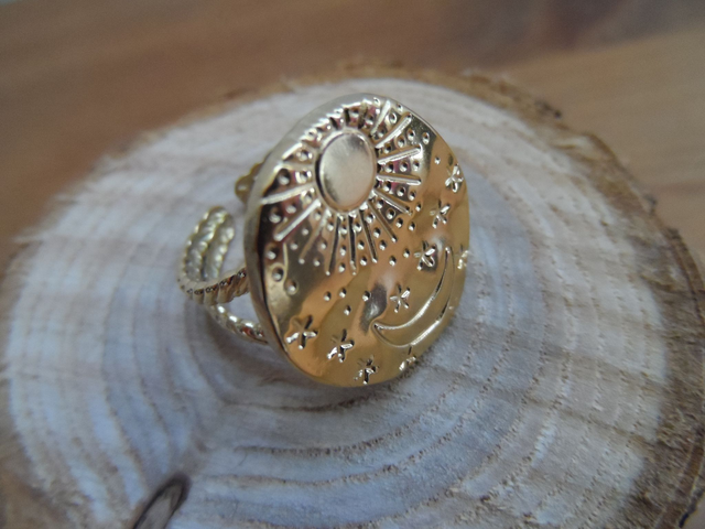 Bague Soleil &amp; Lune or