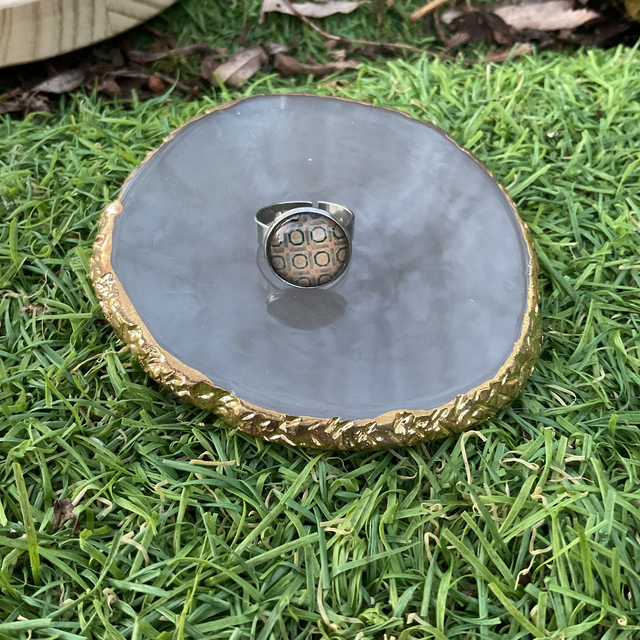 Adjustable glass dome ring. Colourful design. Handmade.