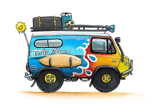 Impression - Vanlife surfeur bleu ciel turbo playa