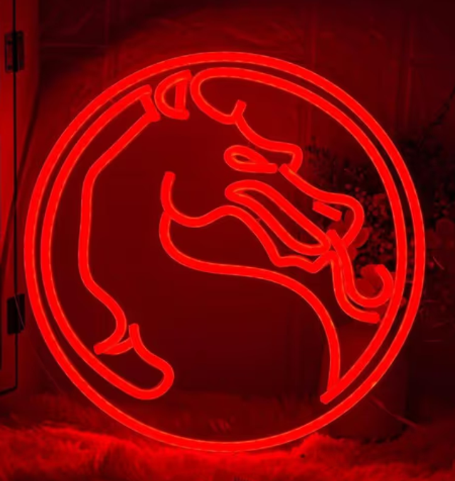 Neon LED bord Mortal Kombat rood (33x33cm)