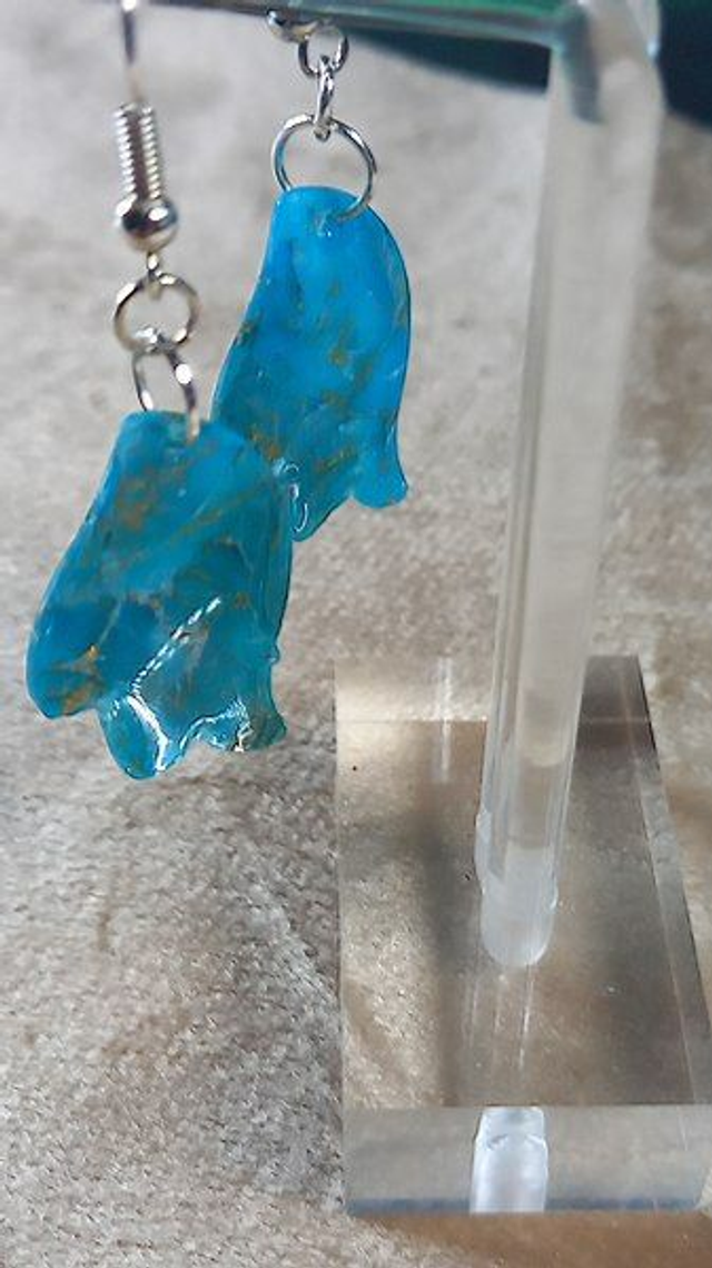 Boucles d'oreilles - feuilles de turquoise