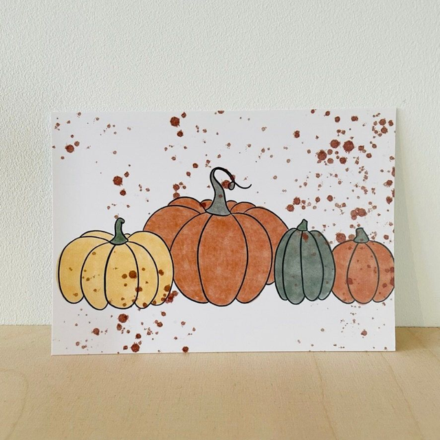 Ansichtkaart pompoenen, 10 x 15 cm