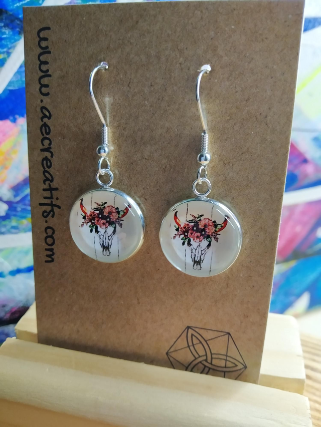 Boucles d&#039;oreilles cabochons tête de Vache 