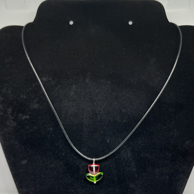 🌷Collier Tulipe Rouge - Rose