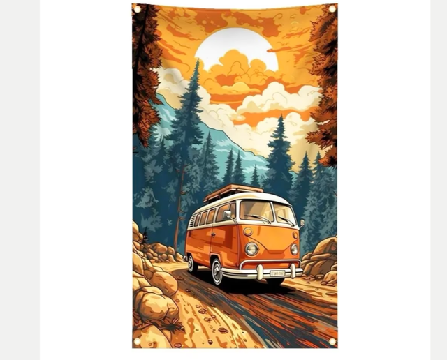 Grote vlaggen Retro VW Busjes (150x90cm)