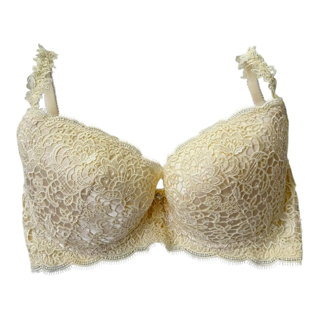 Cream satin lace Japanese Bra + Underwear Set UK 36DD 