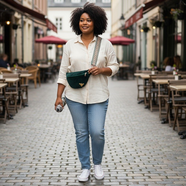 Sac Banane Lainage Vert + Porte monnaie assorti