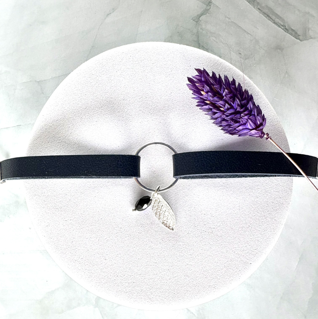 Bracelet INFINE Plaqué Argent Cuir Bleu nuit 