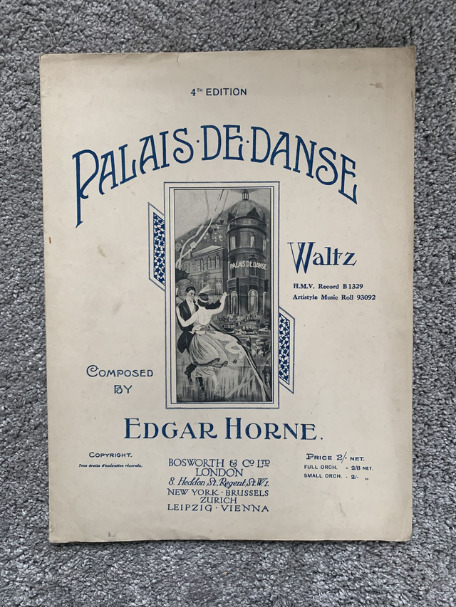 Palais De Danse by Edgar Horne Vintage Sheet Music