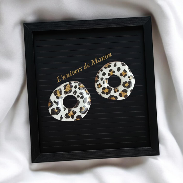 Boucle d'oreille Fleur pampille , pour créole en Acier Inoxydable pour Femme et Enfant Pampilles interchangeables Zélie léopard