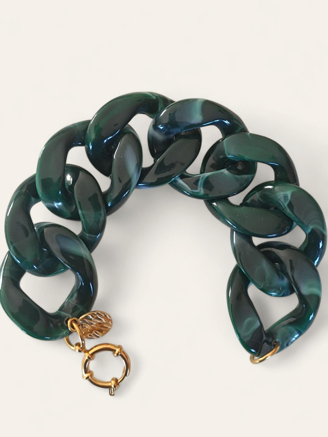Bracelet Résine XXL Vert Marbré 