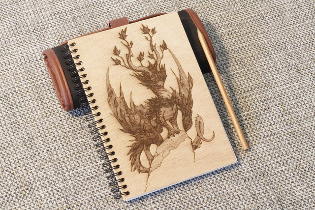 CARNET EN BOIS - DRAGON #2
