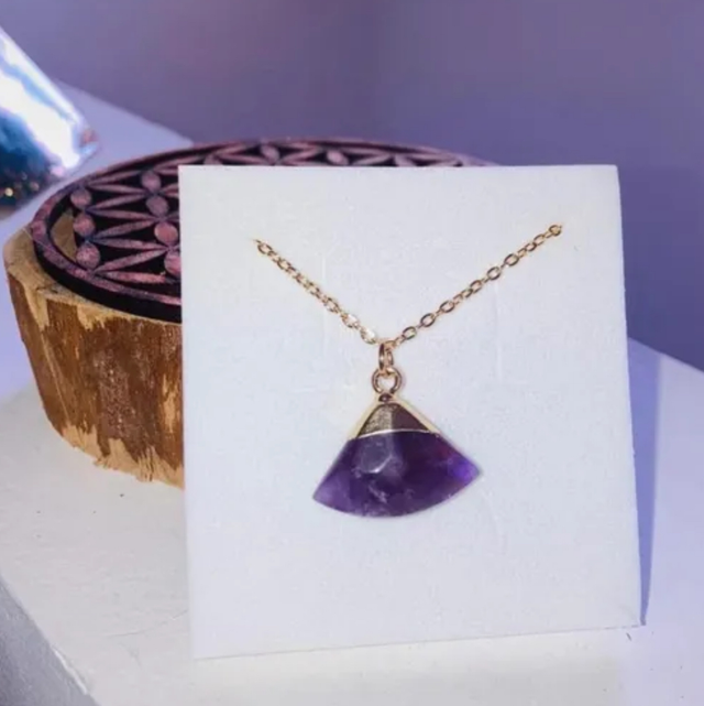 Collier inox pendentif améthyste