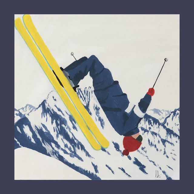 petit tableau ski 34_24 20X20 cm