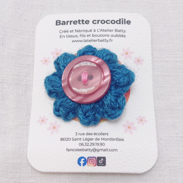 Barrette crocodile Jardin d'hiver