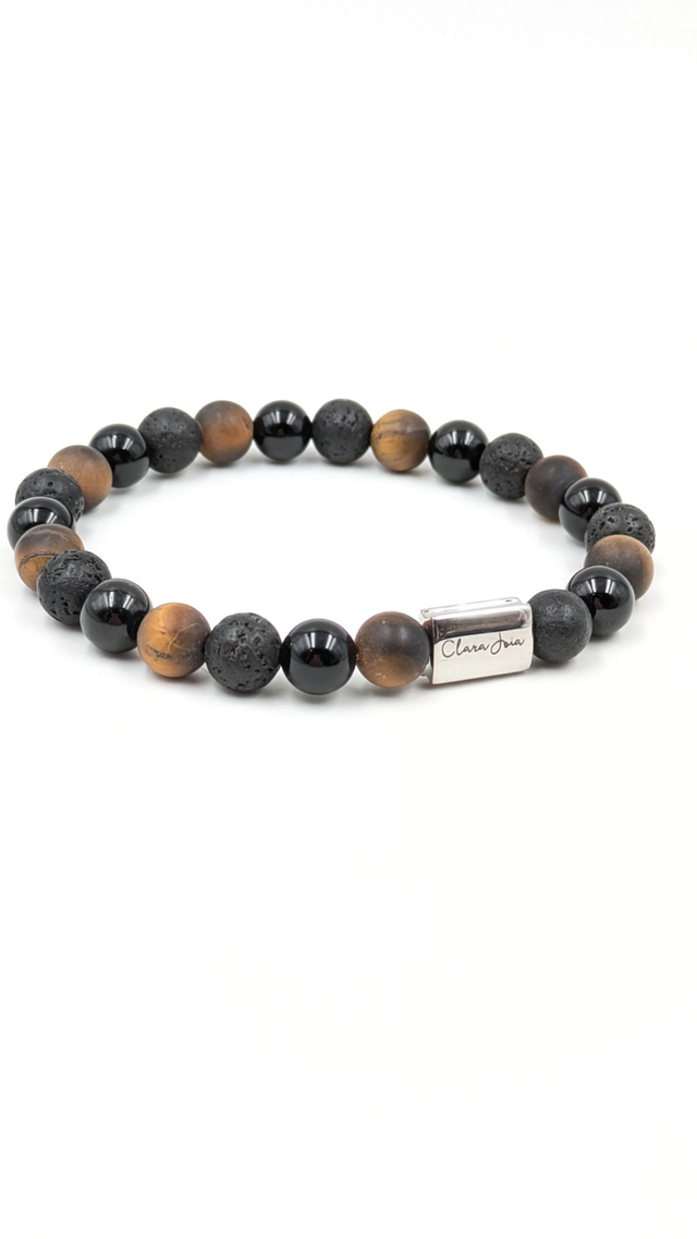 Bracelet Homme Clara Joia Oeil de Tigre Onyx Pierre de Lave
