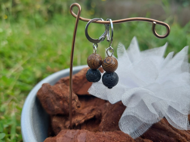 Boucle d'oreille pendante Pierre & Perle