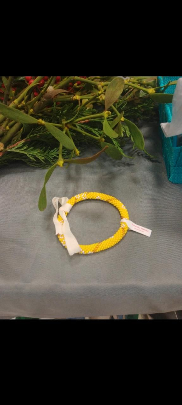 Bracelet perles tissées main, jaune