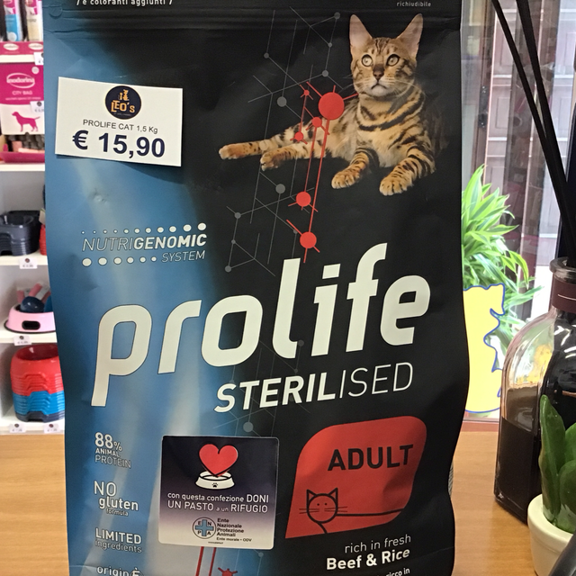 PROLIFE CAT 1,5KG STERILISED ADULT MANZO E RISO 