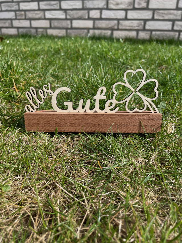 Klötzchenmotiv „Alles Gute“ mit Kleeblatt 🍀