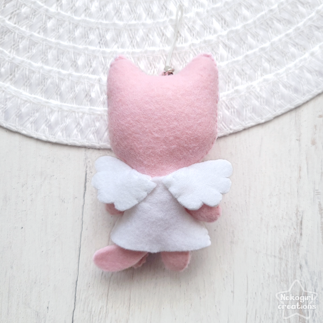 Peluche en feutrine fait-main - Chat rose