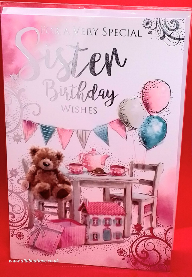 Sister Happy Birthday Card Gold Foil Premium Quality