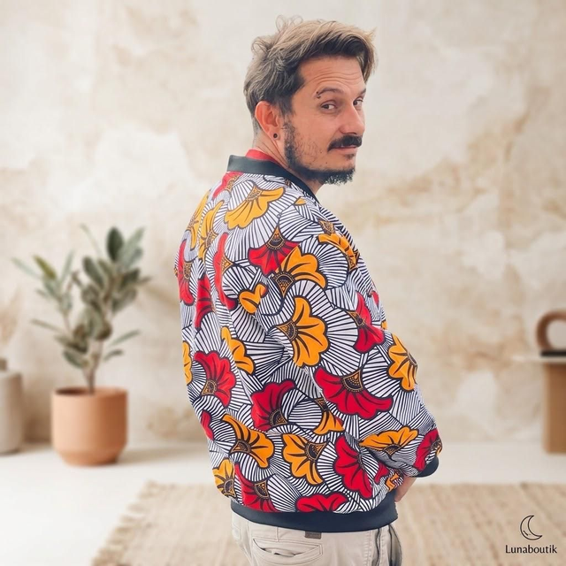Veste Bomber Réversible – Fleur de mariage Rouge