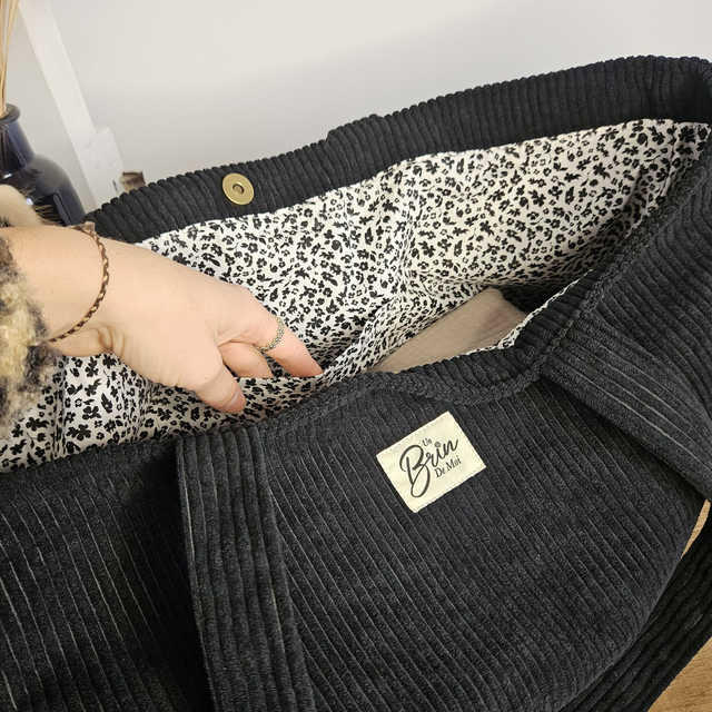 Sac cabas en velours côtelé noir