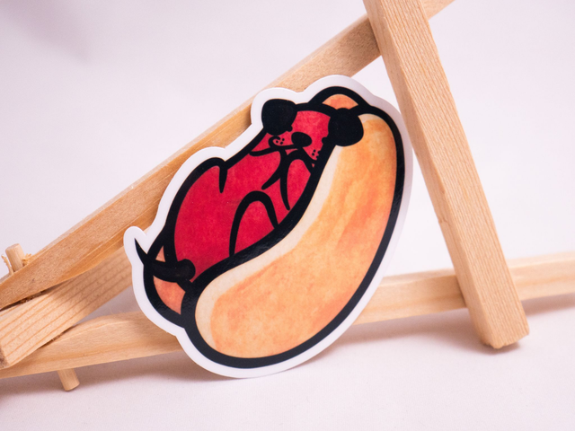 Naklejka HOT DOG wlepa z pieskiem w bułce