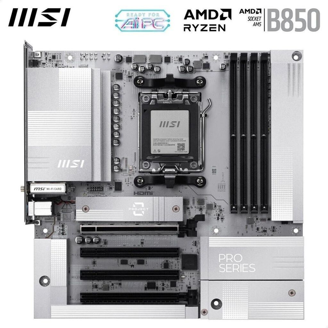 02.2.0117 – Scheda Madre MSI PRO B850M‑A WIFI PZ – Micro‑ATX professionale nera con WiFi 7 per Ryzen 7000/8000/9000