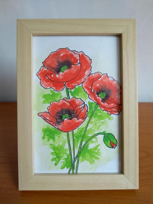 Aquarelle originale coquelicots 