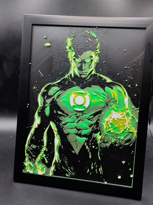 Cadre décoratif 3D personnalisé – 15×20 cm - Manga Comic Style GreenLantern