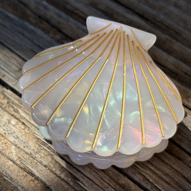 Pince à cheveux Coquillage nacré blanc