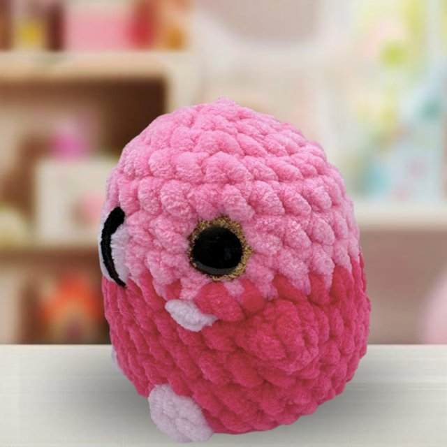 Crochet Chenille Bird Friend, Pink Flamingo, Ukca tested