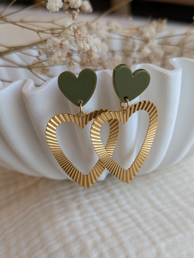 Boucles d&#039;oreilles THELMA vert kaki