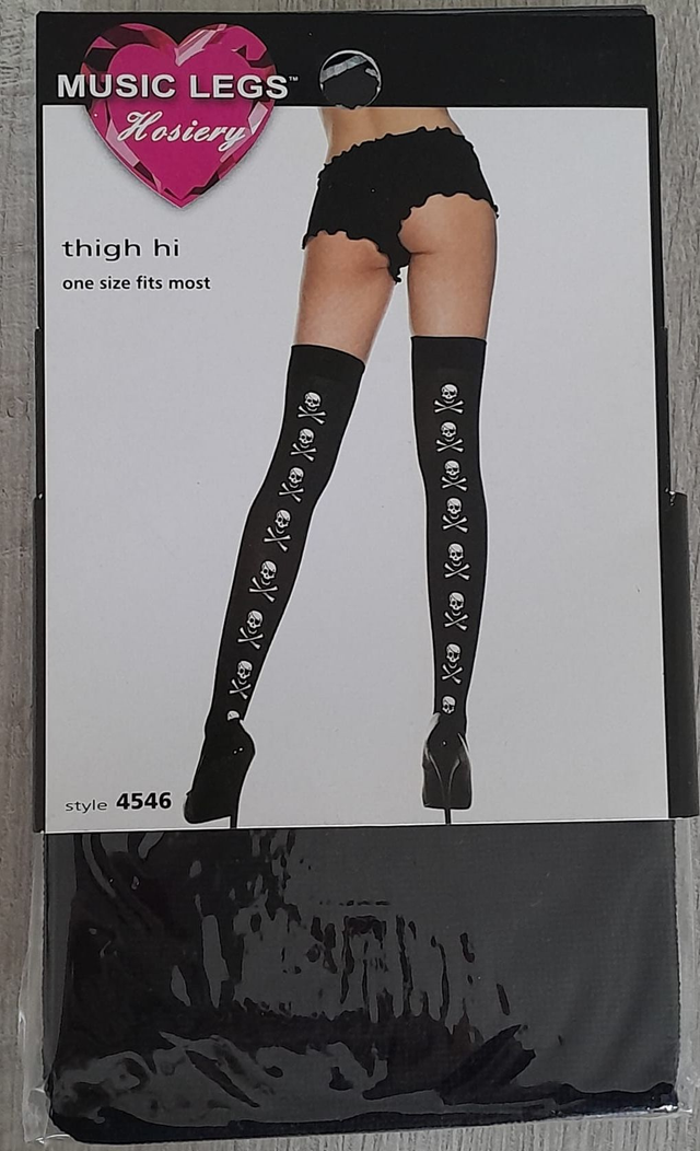 Bas noirs fantaisie "tête de mort"