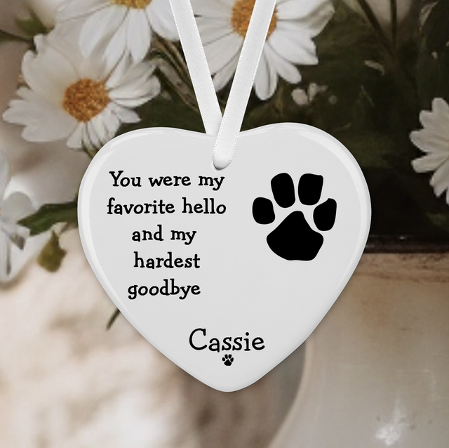 "Personilised" Pet Paw Memorial Ceramic Heart        