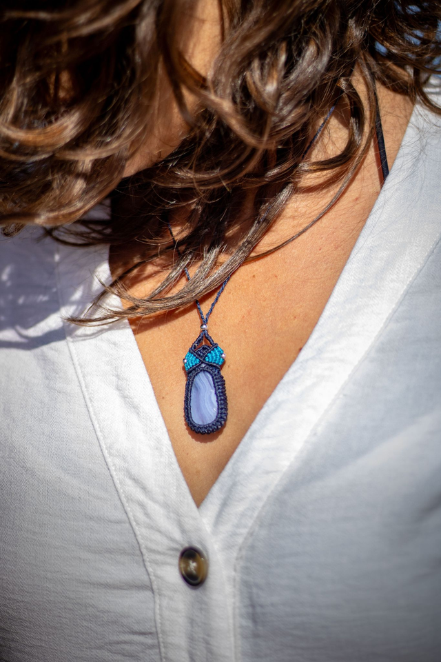 Pendentif Agate Blue lace